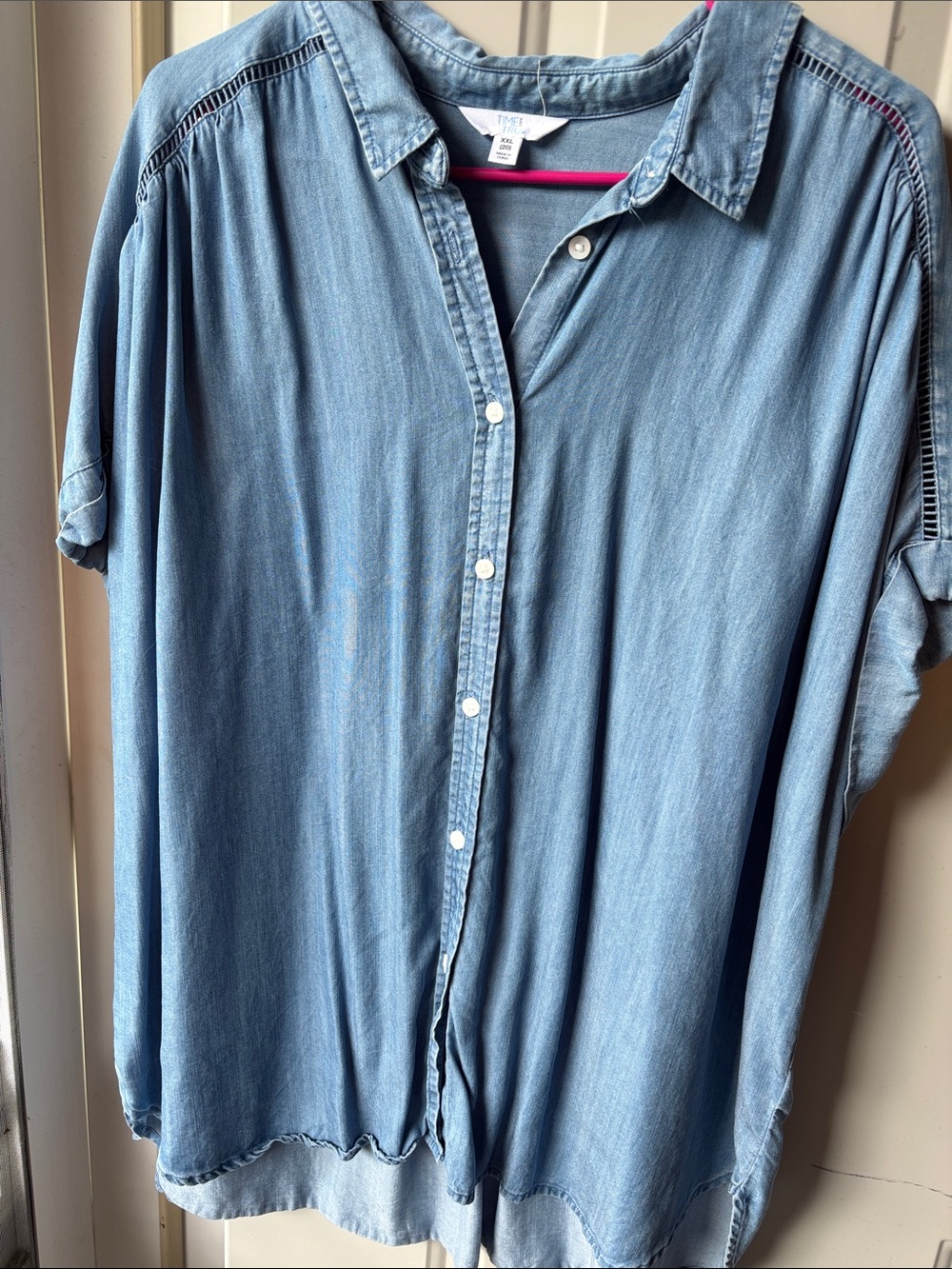 Time and Tru Light Wash Denim Button-Down Shirt